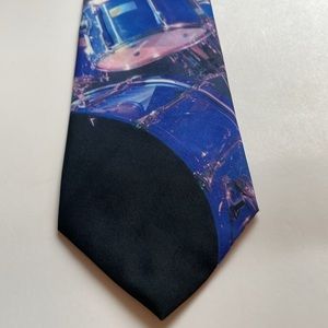 Ralph Marlin Drums Polyester necktie tie 54” X 3 5/8” vintage 1994 music rock